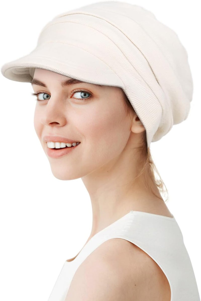 Alnorm Oversize Satin Lined Baseball Cap Newsboy Cap Winter Hat for Frizzy Curly Hair - Image 3